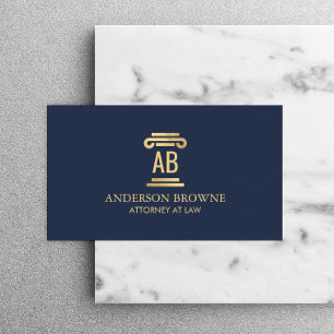 Professional Attorney Monogram Gold/Navy Blue Business Card