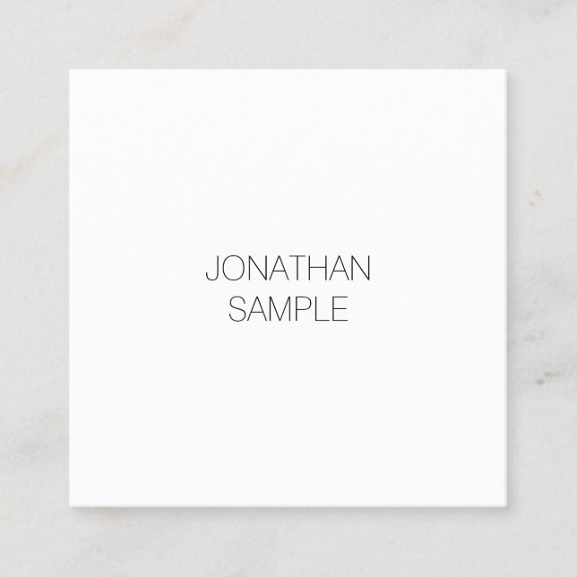 Professional Attractive Sleek Square Modern Plain Business Card (Front)