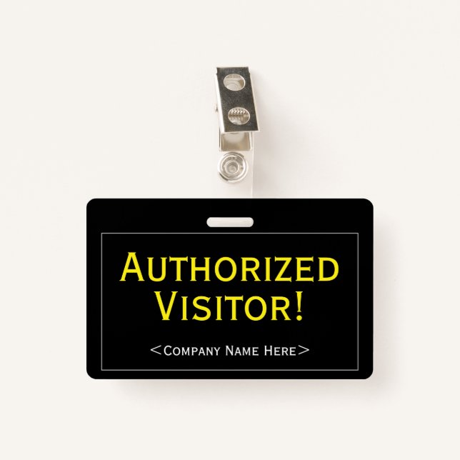 Professional "Authorised Visitor!" Badge ID Badge (Front with Clip)