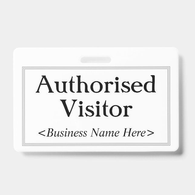 Professional "Authorised Visitor" Badge ID Badge (Front)