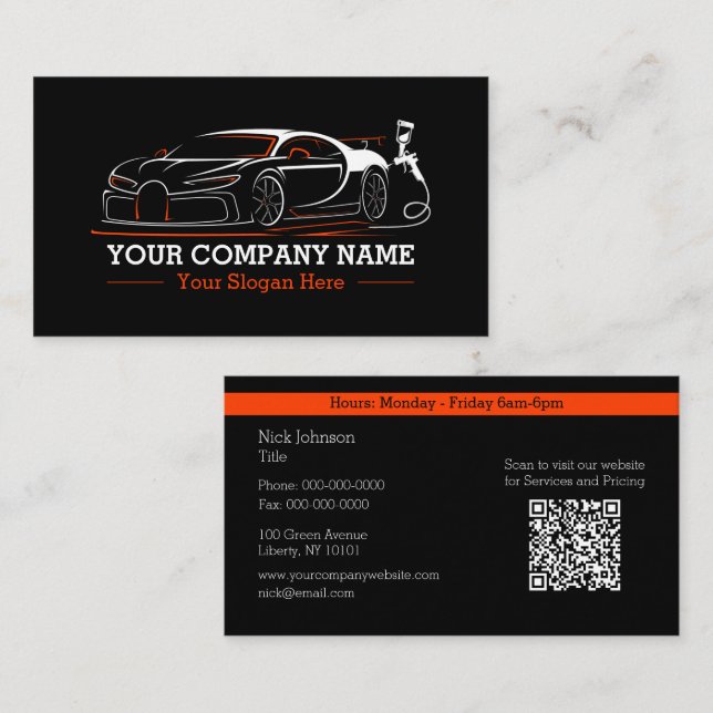 Professional Auto Body Paint Shop Automotive Business Card (Front/Back)