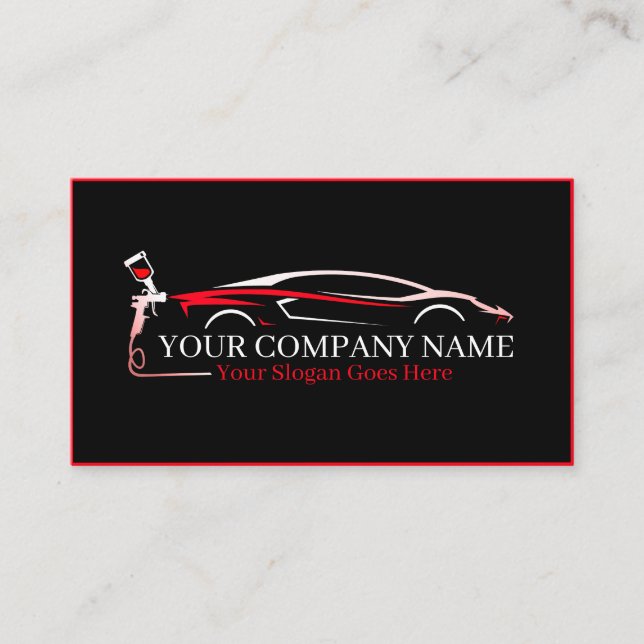 Professional Auto Body Paint Shop Automotive Business Card (Front)