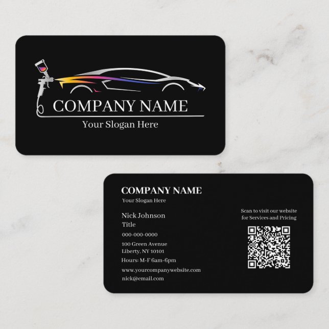 Professional Auto Body Paint Shop Automotive Business Card (Front/Back)