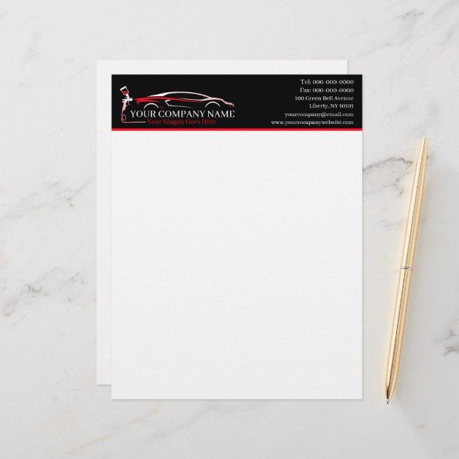 Professional Auto Body Paint Shop Automotive Custom Letterhead (Front/Back In Situ)
