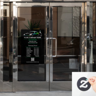 Professional Auto Body Paint Shop Automotive Hours Window Cling