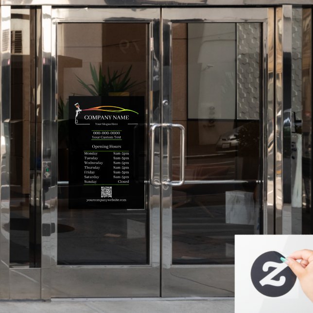 Professional Auto Body Paint Shop Automotive Hours Window Cling (Office Door)