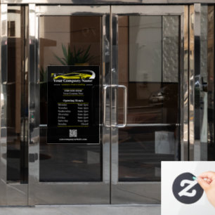 Professional Auto Detailing Car Wash Company Hours Window Cling