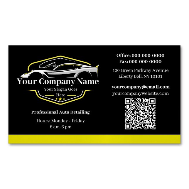 Professional Auto Detailing Car Wash Company Magnetic Business Card (Front)