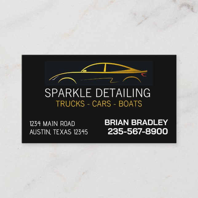 Professional Auto Detailing Service Business Card (Front)