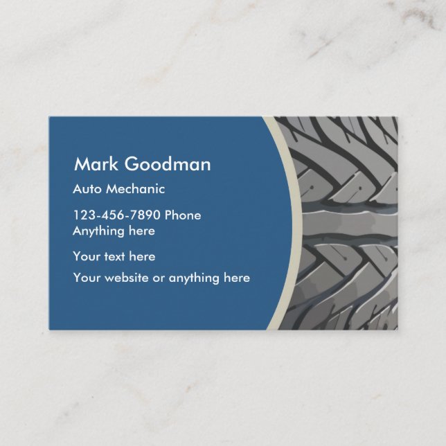 Professional Auto Mechanic Tire Business Card (Front)