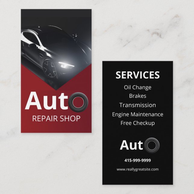 Professional Auto Repair Shop Business Card (Front/Back)