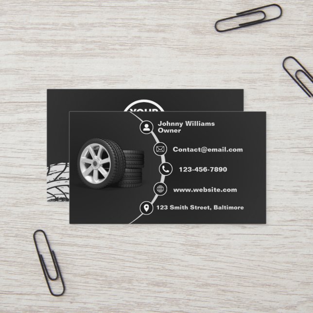 Professional Auto Tire Service | Expert Tire Care  Business Card (Front/Back In Situ)