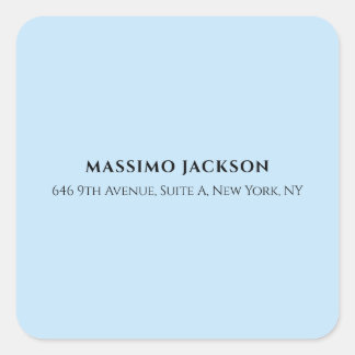 Professional baby blue modern minimalist name square sticker