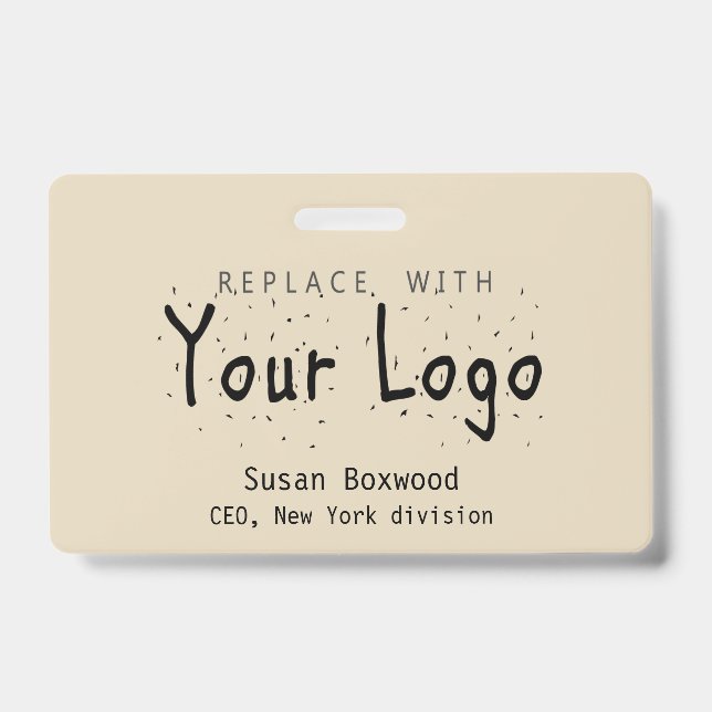 Professional Badge Custom Logo Replacement Text ID Badge (Front)