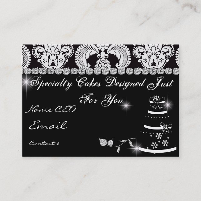 PROFESSIONAL BAKERY Business Card Damask Design (Front)