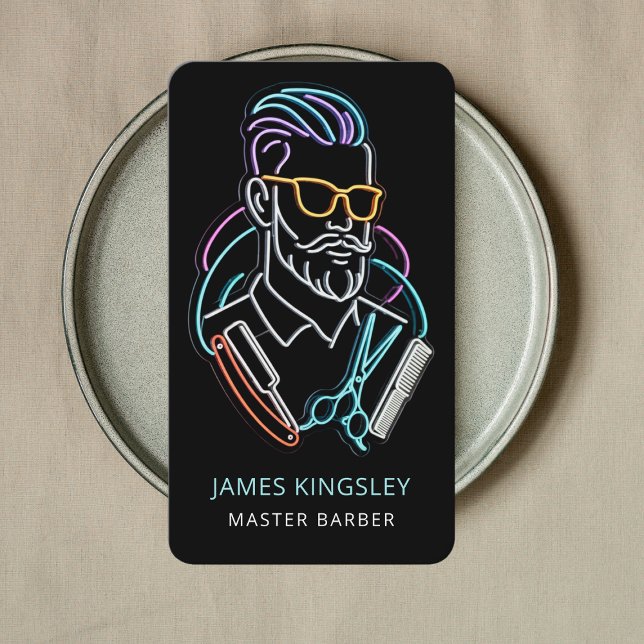 Professional Barber Haircut Shave Grooming Stylish Business Card (Creator Uploaded)