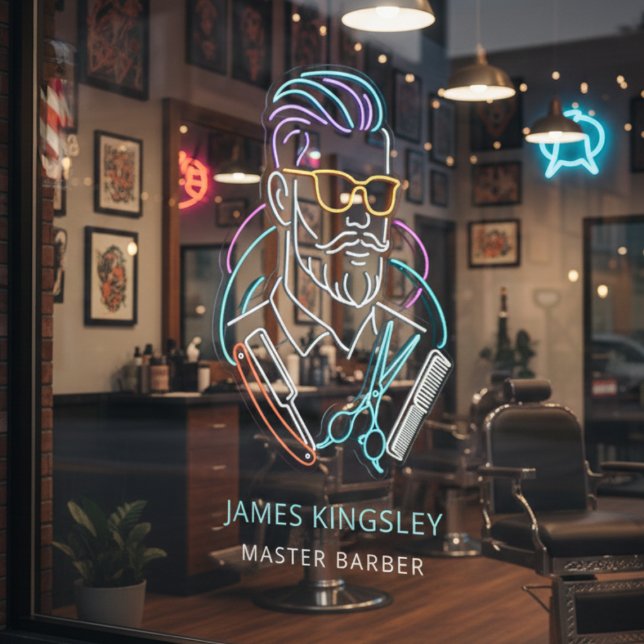 Professional Barber Haircut Shave Grooming Stylish Window Cling (Creator Uploaded)