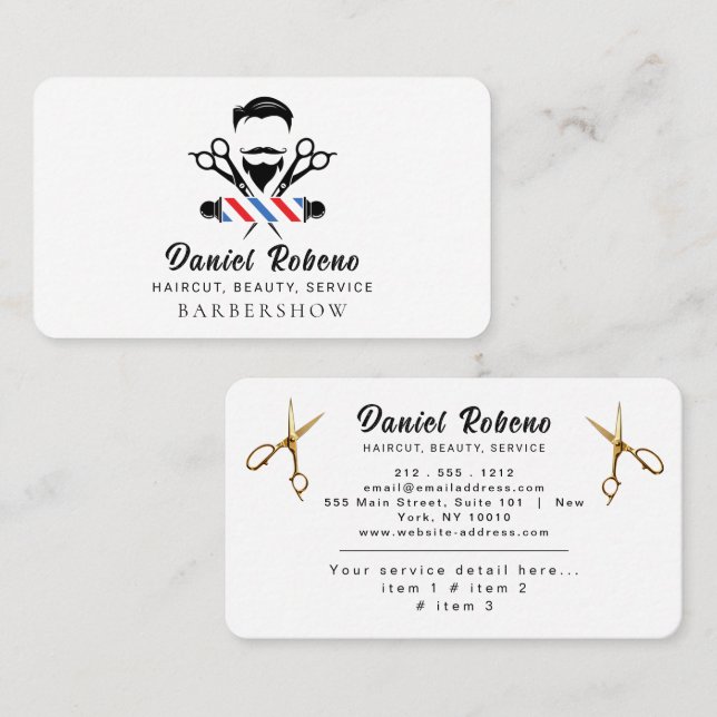 Professional Barber Minimalist Barbershop Rustic Business Card (Front/Back)