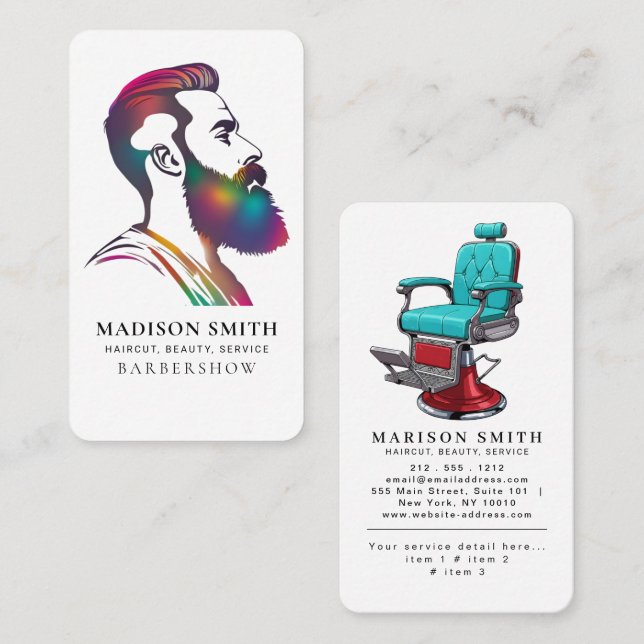 Professional Barber Minimalist Barbershop Rustic Business Card (Front/Back)