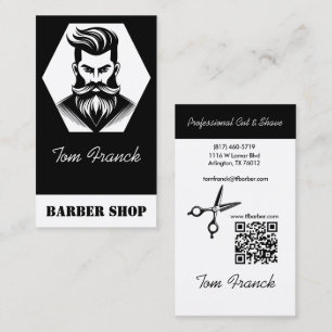 Professional Barber Shop Black and white Business Card