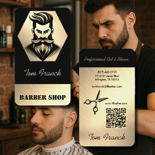 Professional Barber Shop black&Gold  Business Card
