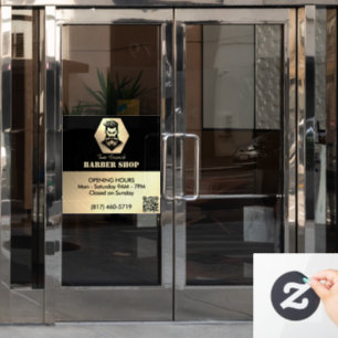 Professional Barber Shop black&gold Opening Hours Window Cling