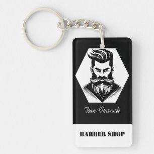 Professional Barber Shop black&white Key Ring