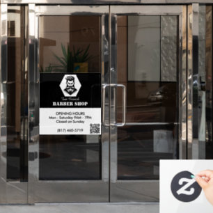 Professional Barber Shop black&white Opening Hours Window Cling