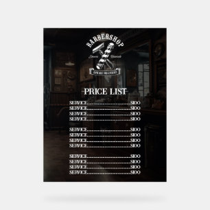 Professional Barber Shop Hair Stylist Price List Acrylic Sign