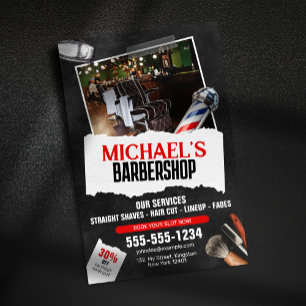 Professional Barber Shop Pole Hairdresser Shaving Flyer