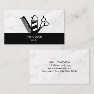 Professional Barber Shop Scissor Barber Pole Comb Business Card