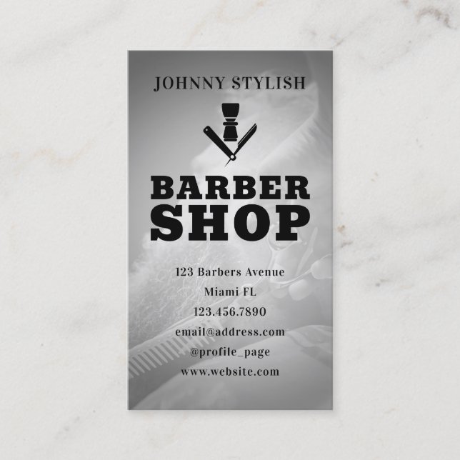 Professional barber style with logo  business card (Front)