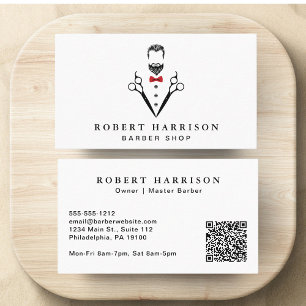 Professional Barbershop Barber QR Code Business Card