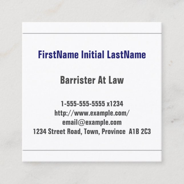 Professional Barrister At Law Business Card (Front)
