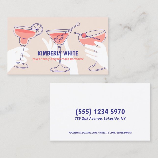 Professional Bartender  Business Card (Front/Back)