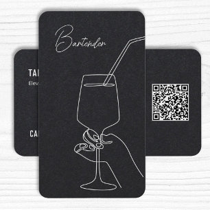 Professional Bartender Custom QR Business Card