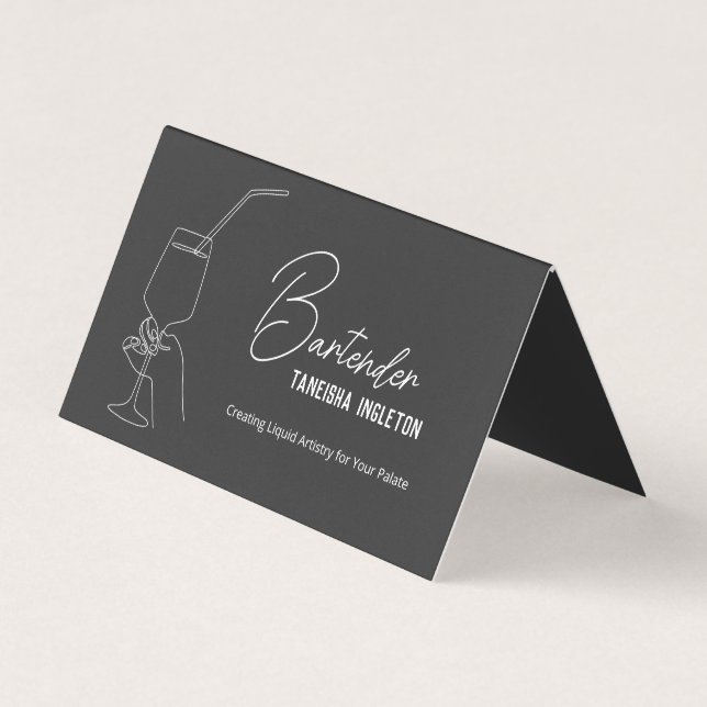 Professional Bartender Custom QR Tips Business Card (Front)