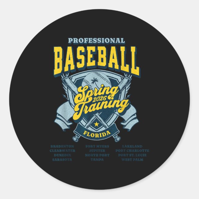 Professional Baseball Spring Training 2026 Classic Round Sticker (Front)