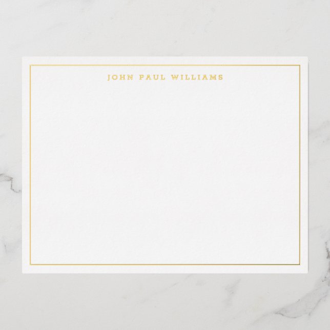 Professional Basic Name Thin Border Foil Note Card (Front)