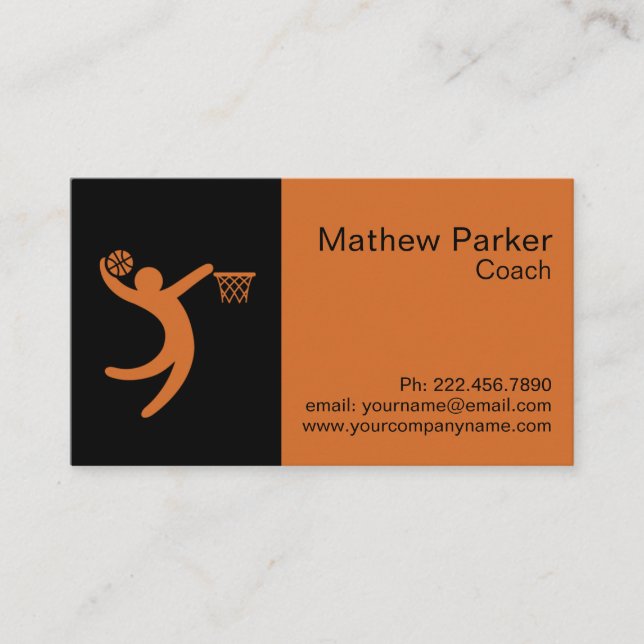 Professional Basketball Coach Business Card (Front)