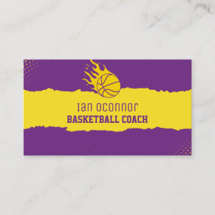 Professional Basketball Coach Yellow Business Card