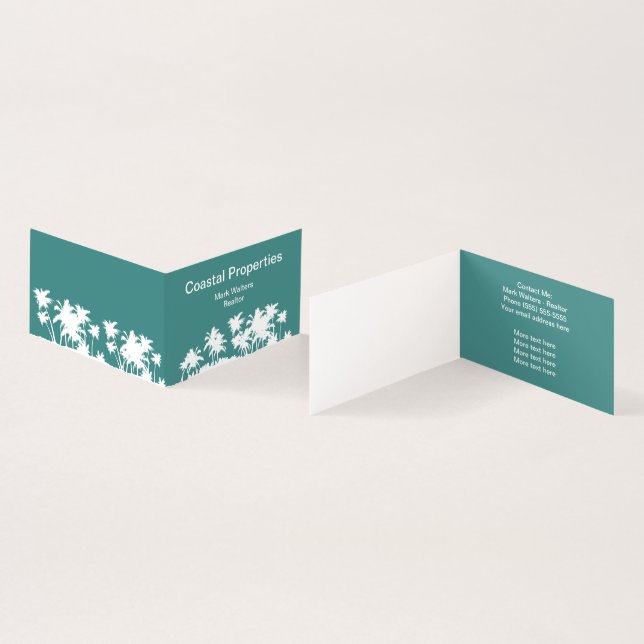 Professional Beach Real Estate Palm Trees Design Business Card (Inside and Outside)
