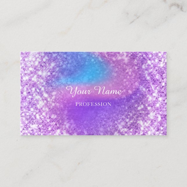 Professional Beauty Consulting Purple Glitter Glam Business Card (Front)