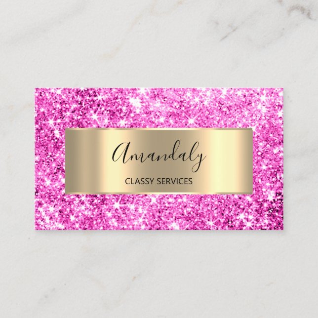 Professional Beauty Hairdresser Glitter Pink Spark Business Card (Front)