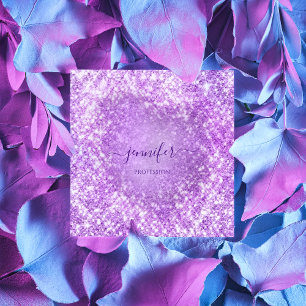 Professional Beauty Makeup Artist Glitter Purple Square Business Card