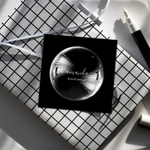 Professional Beauty Makeup Logo Bubble Black  Square Business Card