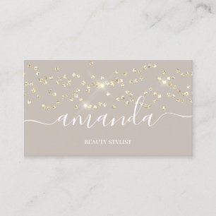 Professional Beauty Makeup Logo Gold Confetti Hair Business Card