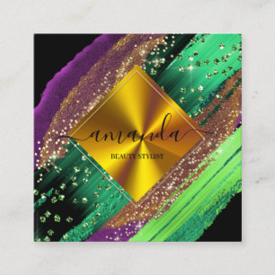 Professional Beauty Makeup Logo Tropic Gold VIP Square Business Card