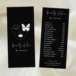 Professional Beauty Salon Price List Services Rack Card