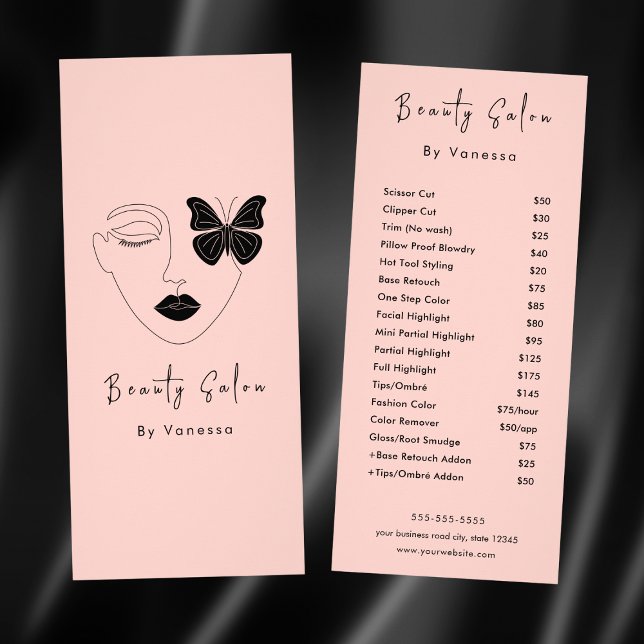 Professional Beauty Salon Price List Services Rack Card (Creator Uploaded)